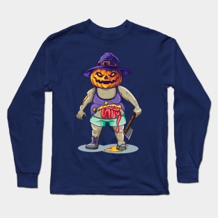 Zombie Hat Pumpkin Halloween Party Gift Axe T-Shirt Long Sleeve T-Shirt